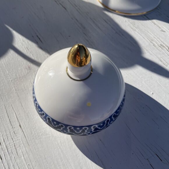 Wedgwood Blue Bokhara Coffee Pot with Gold Trim Sugar Bowl Creamer Set service - Picture 8 of 16